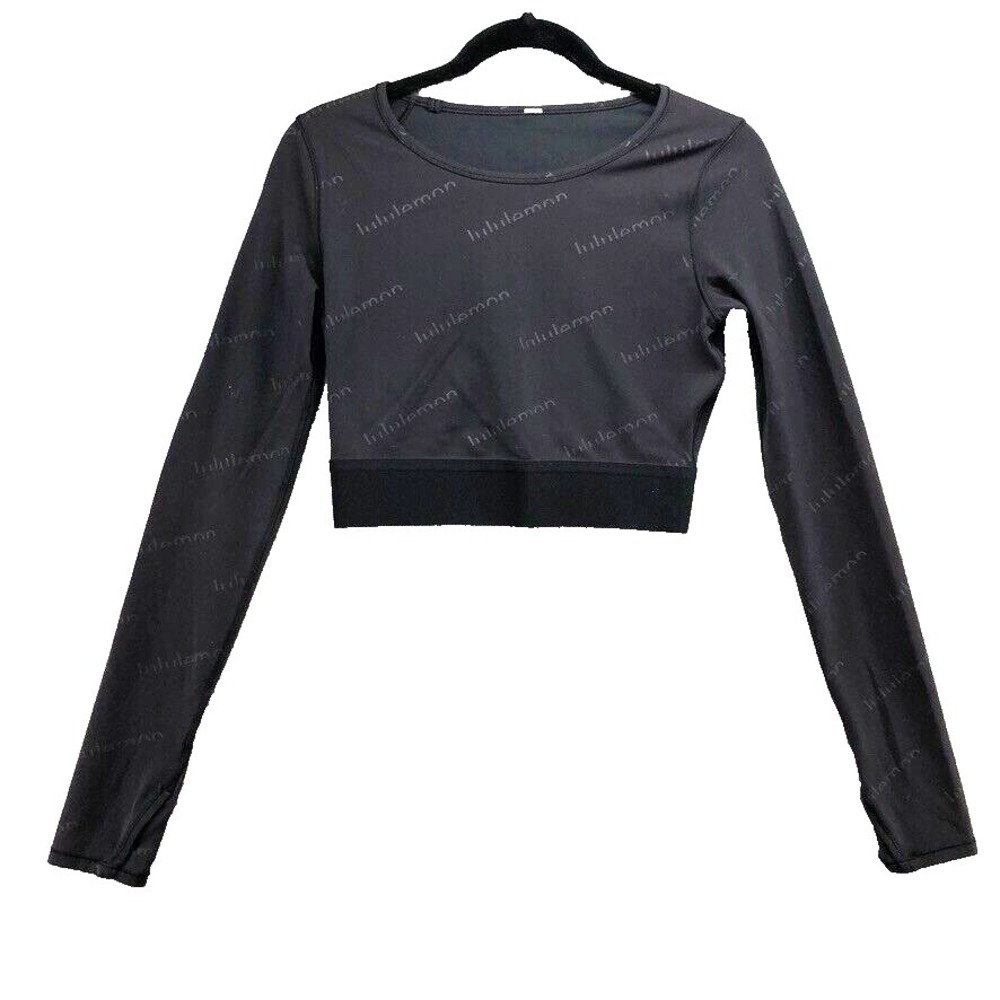 Lululemon Wunder Train Crop Long Sleeve Emboss Crop Top Womens Small Activewear